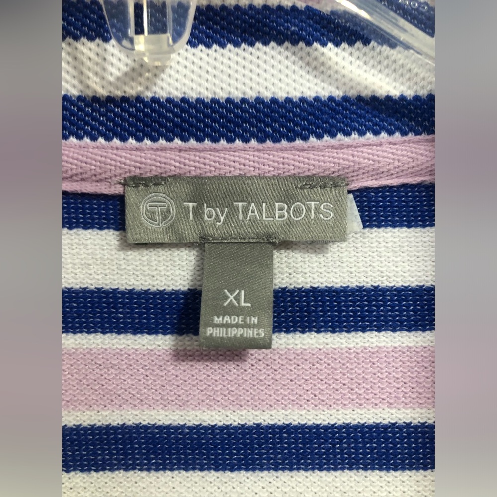 T by Talbots XL Ladies Striped Pullover Blue Pink White Quality - Picture 8 of 11